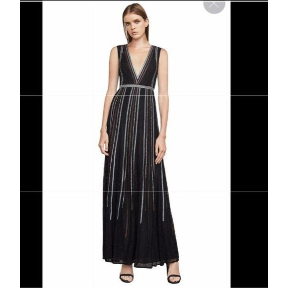 BCBG Veira Floral Lace Gown Formal Wedding Guest V Neck Maxi Size 6 - Picture 2 of 7